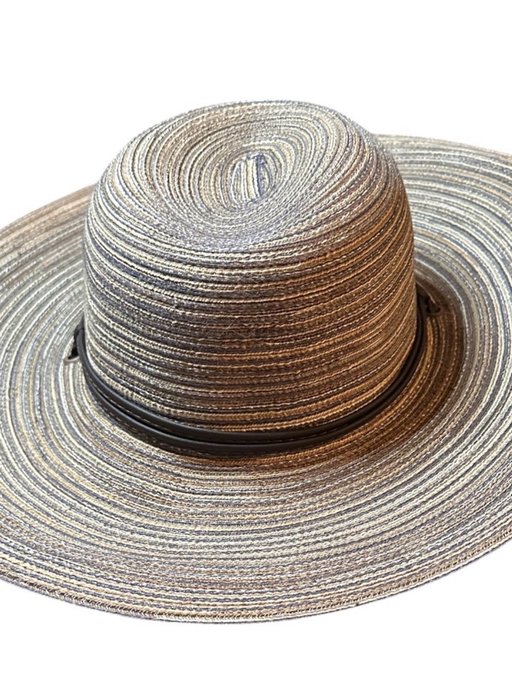 Sloggers Women's Blue and Beige Wide Brimmed Sun Hat W Black Band & Chin Strap